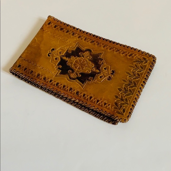 Tooled Leather Wallet | Vintage Wallet CheckBook | Receipt Holder | Coupon Book - Picture 3 of 8